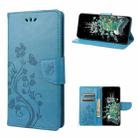 For OnePlus 10T Butterfly Flower Pattern Flip Leather Phone Case(Blue) - 1