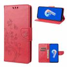 For Asus Zenfone 9 Butterfly Flower Pattern Flip Leather Phone Case(Red) - 1