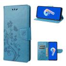 For Asus Zenfone 9 Butterfly Flower Pattern Flip Leather Phone Case(Blue) - 1