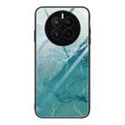 For Huawei Mate 50 Marble Pattern Glass Protective Phone Case(Green Ocean) - 1