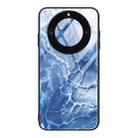 For Honor X40 Marble Pattern Glass Protective Phone Case(Blue Ocean) - 1