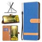 For vivo Y35 / Y22 Color Block Denim Texture Leather Phone Case(Royal Blue) - 1