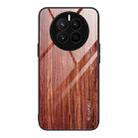 For Huawei Mate 50 Wood Grain Glass Phone Case(Coffee) - 1