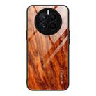 For Huawei Mate 50 Wood Grain Glass Phone Case(Light Brown) - 1
