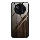 For Huawei Mate 50 Pro Wood Grain Glass Phone Case(Black) - 1