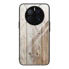 For Huawei Mate 50 Pro Wood Grain Glass Phone Case(Grey) - 1
