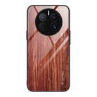 For Huawei Mate 50 Pro Wood Grain Glass Phone Case(Coffee) - 1