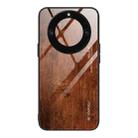 For Honor X40 Wood Grain Glass Phone Case(Dark Brown) - 1