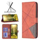 For vivo Y35 / Y22 Magnetic Buckle Rhombus Texture Leather Phone Case(Brown) - 1