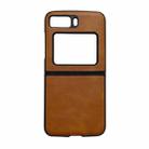 For Motorola Moto Razr 2022 Cowhide Texture PU Phone Case(Brown) - 1