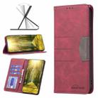 For Samsung Galaxy A23e 5G BF10 Color Block Magnetic Flip Leather Phone Case(Red) - 1