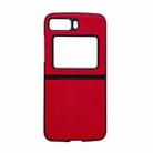 For Motorola Moto Razr 2022 Wood Texture PU Phone Case(Red) - 1