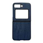 For Motorola Moto Razr 2022 Wood Texture PU Phone Case(Blue) - 1