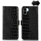 For Xiaomi Redmi A1 Crocodile Top Layer Cowhide Leather Phone Case(Black) - 1