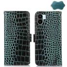 For Xiaomi Redmi A1 Crocodile Top Layer Cowhide Leather Phone Case(Green) - 1