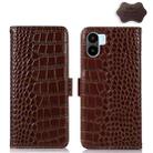For Xiaomi Redmi A1 Crocodile Top Layer Cowhide Leather Phone Case(Brown) - 1