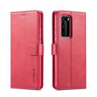 For Huawei P40 LC.IMEEKE Calf Texture Horizontal Flip Leather Case, with Holder & Card Slots & Wallet & Photo Frame(Red) - 1