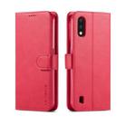 For Galaxy A01 LC.IMEEKE Calf Texture Horizontal Flip Leather Case, with Holder & Card Slots & Wallet & Photo Frame(Red) - 1