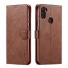 For Galaxy A11 / M11 LC.IMEEKE Calf Texture Horizontal Flip Leather Case, with Holder & Card Slots & Wallet & Photo Frame(Coffee) - 1