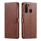 For Galaxy A21 LC.IMEEKE Calf Texture Horizontal Flip Leather Case, with Holder & Card Slots & Wallet & Photo Frame(Coffee) - 1