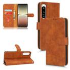 For Sony Xperia 5 IV Skin Feel Magnetic Flip Leather Phone Case(Brown) - 1