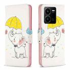For vivo Y35 / Y22 Colored Drawing Pattern Flip Leather Phone Case(Umbrella Elephant) - 1