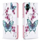 For Samsung Galaxy A04 4G Colored Drawing Pattern Flip Leather Phone Case(Flowers Butterfly) - 1