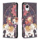 For Samsung Galaxy A23e 5G Colored Drawing Pattern Flip Leather Phone Case(Flowers Elephant) - 1