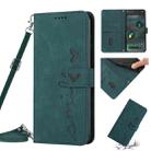 For Google Pixel 6a Skin Feel Heart Pattern Leather Phone Case With Lanyard(Green) - 1