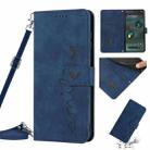 For Google Pixel 6a Skin Feel Heart Pattern Leather Phone Case With Lanyard(Blue) - 1