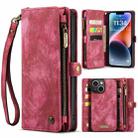 For iPhone 14 CaseMe 008 Detachable Multifunctional Leather Phone Case(Red) - 1