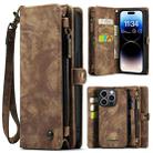 For iPhone 14 Pro CaseMe 008 Detachable Multifunctional Leather Phone Case(Brown) - 1