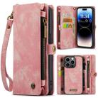 For iPhone 14 Pro CaseMe 008 Detachable Multifunctional Leather Phone Case(Pink) - 1