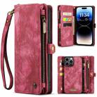 For iPhone 14 Pro Max CaseMe 008 Detachable Multifunctional Leather Phone Case(Red) - 1