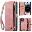 For iPhone 14 Pro Max CaseMe 008 Detachable Multifunctional Leather Phone Case(Pink) - 1