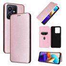 For vivo Y22s / Y35 Carbon Fiber Texture Leather Phone Case(Pink) - 1