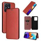 For vivo Y22s / Y35 Carbon Fiber Texture Leather Phone Case(Brown) - 1