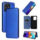 For vivo Y22s / Y35 Carbon Fiber Texture Leather Phone Case(Blue) - 1