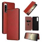 For Sony Xperia 5 IV Carbon Fiber Texture Leather Phone Case(Brown) - 1