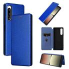 For Sony Xperia 5 IV Carbon Fiber Texture Leather Phone Case(Blue) - 1