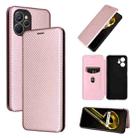 For Realme 9i Carbon Fiber Texture Leather Phone Case(Pink) - 1