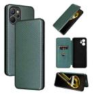 For Realme 9i Carbon Fiber Texture Leather Phone Case(Green) - 1