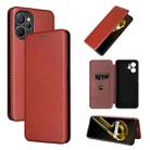 For Realme 9i Carbon Fiber Texture Leather Phone Case(Brown) - 1