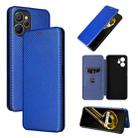 For Realme 9i Carbon Fiber Texture Leather Phone Case(Blue) - 1