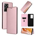 For ZTE Axon 40 Pro Carbon Fiber Texture Leather Phone Case(Pink) - 1