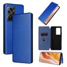 For ZTE Axon 40 Pro Carbon Fiber Texture Leather Phone Case(Blue) - 1