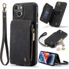 For iPhone 14 Plus CaseMe C20 Multifunctional Leather Phone Case(Black) - 1