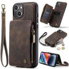 For iPhone 14 Plus CaseMe C20 Multifunctional Leather Phone Case(Dark Coffee) - 1