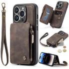 For iPhone 14 Pro CaseMe C20 Multifunctional Leather Phone Case(Dark Coffee) - 1