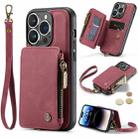 For iPhone 14 Pro CaseMe C20 Multifunctional Leather Phone Case(Red) - 1